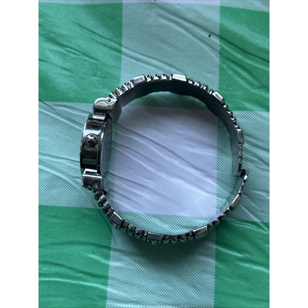 Chicos Silver Tone Rhinestone Bezel Women’s Cuff Watch (missing A Stone) - Picture 4 of 5